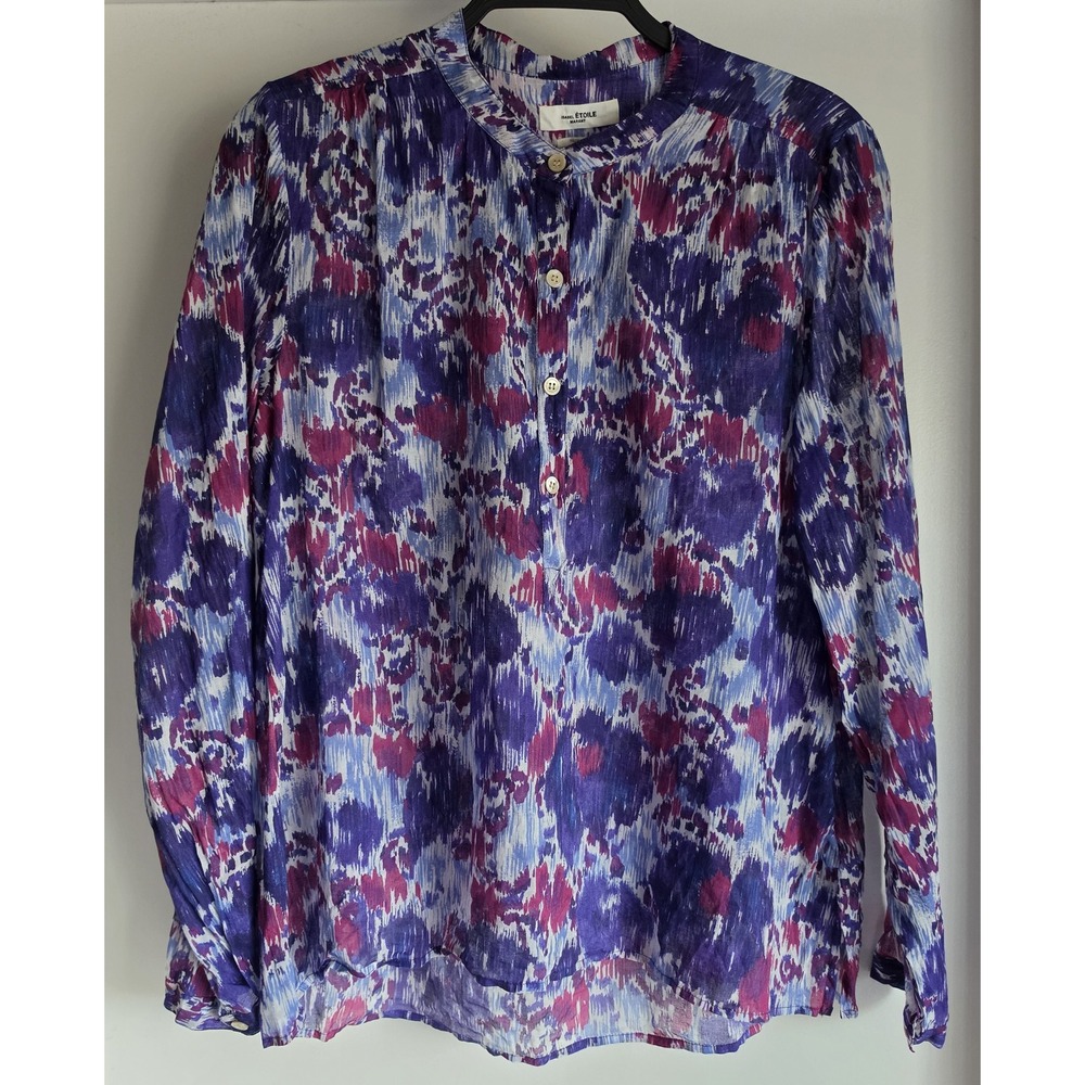 Isabel Marant Étoile Blouse Size 40 Collared Long Sleeve Cotton Multicolor